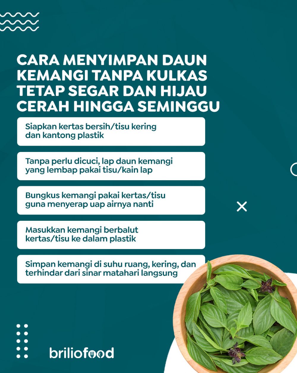 Tanpa perlu direndam air, ini cara menyimpan daun kemangi agar awet hingga seminggu meski tanpa kulkas
