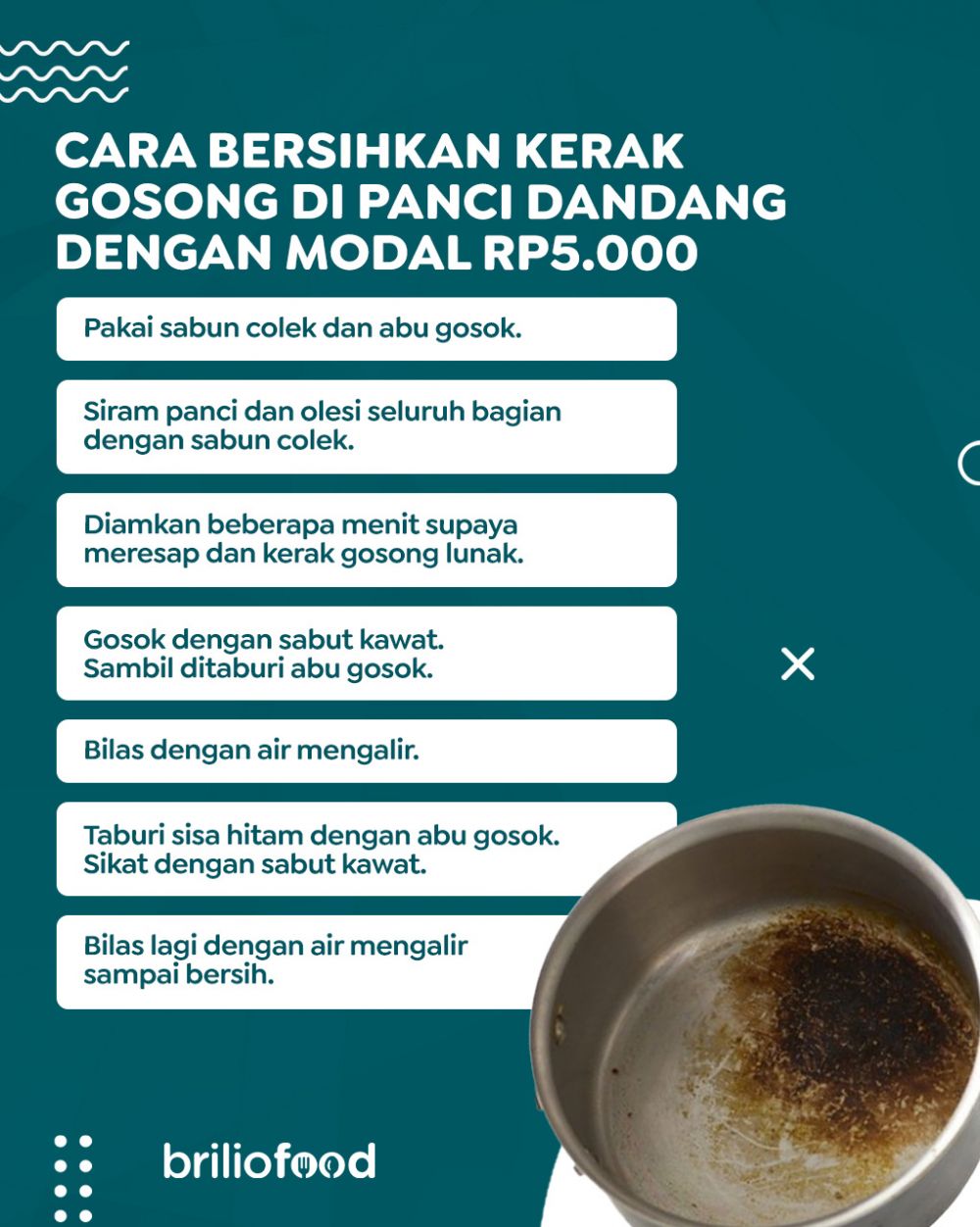 Modal Rp5.000, begini cara membersihkan kerak gosong di panci dandang
