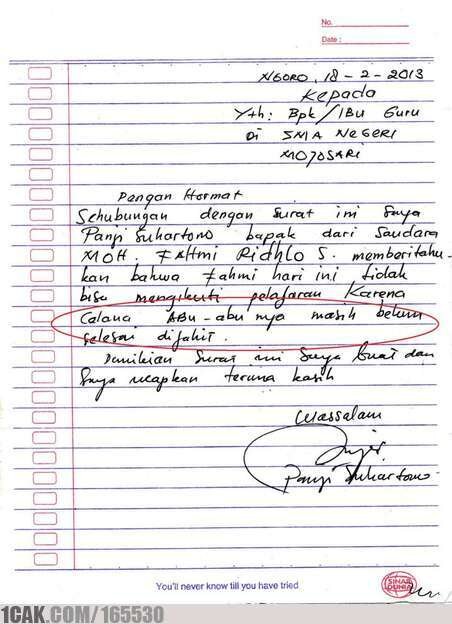 11 surat izin nggak masuk sekolah ini bikin geleng kepala © berbagai sumber 11 surat izin nggak masuk sekolah ini bikin geleng kepala © berbagai sumber