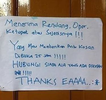 Tulisan kocak di dinding kosan Berbagai sumber