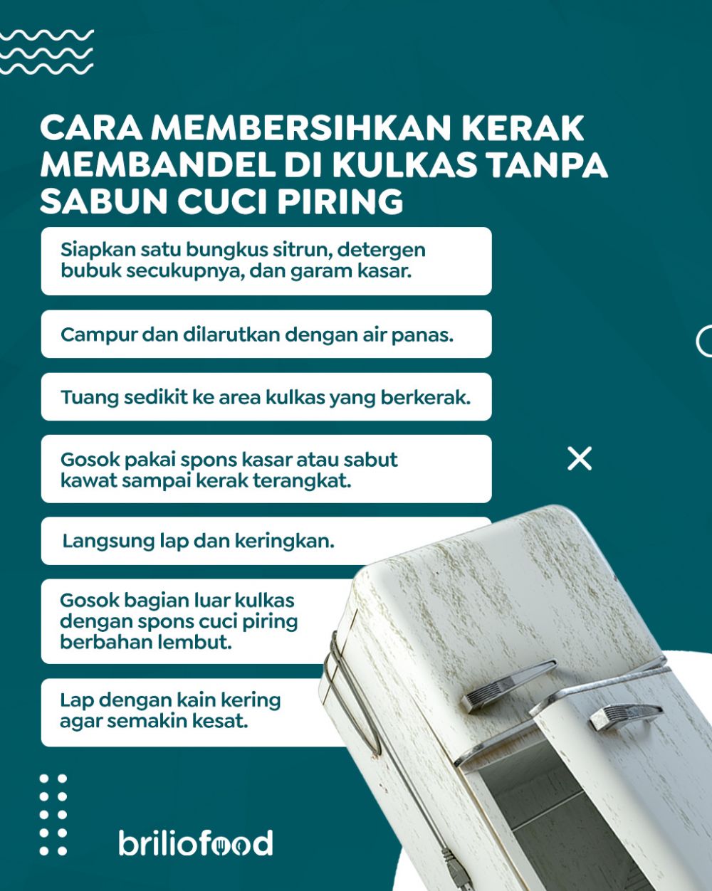 Tanpa sabun cuci piring, begini cara membersihkan kerak membandel di kulkas