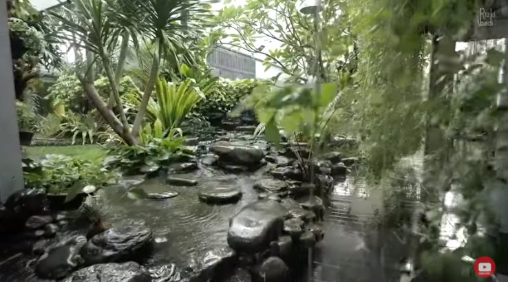 Rumah bertema tropis ini punya sungai dan kebun buah di dalamnya, 9 potretnya bikin takjub