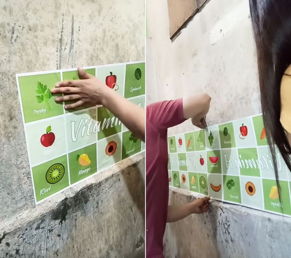 makeover dapur pakai stiker © TikTok
