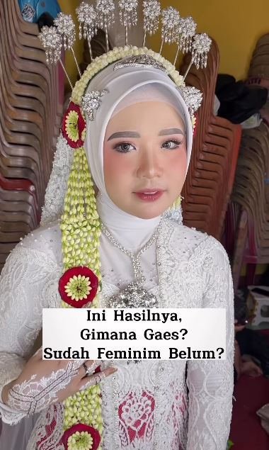 Potret wanita tomboy dimakeup MUA saat menikah © 2023 brilio.net