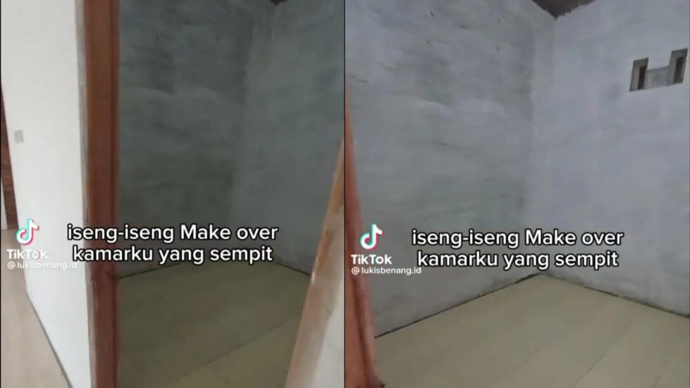 Makeover kamar cowok sempit jadi bak kos bernuansa monokrom © TikTok