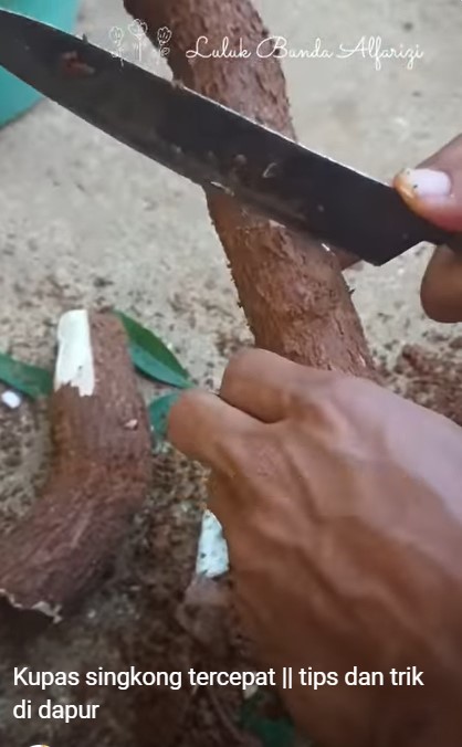 Bukan dibelah lurus, begini trik mengupas singkong dengan lebih cepat dan mudah