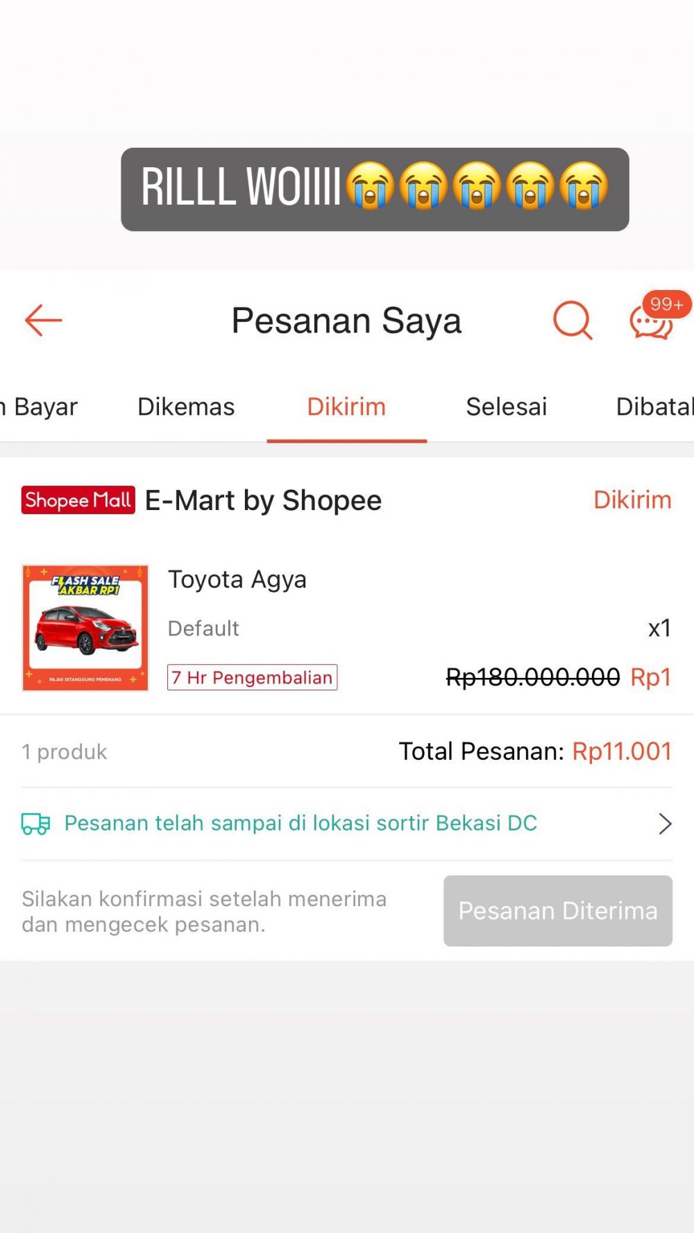 pria hoki dapat mobil murah Instagram