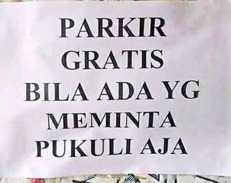 tulisan kocak di tempat parkir Berbagai sumber