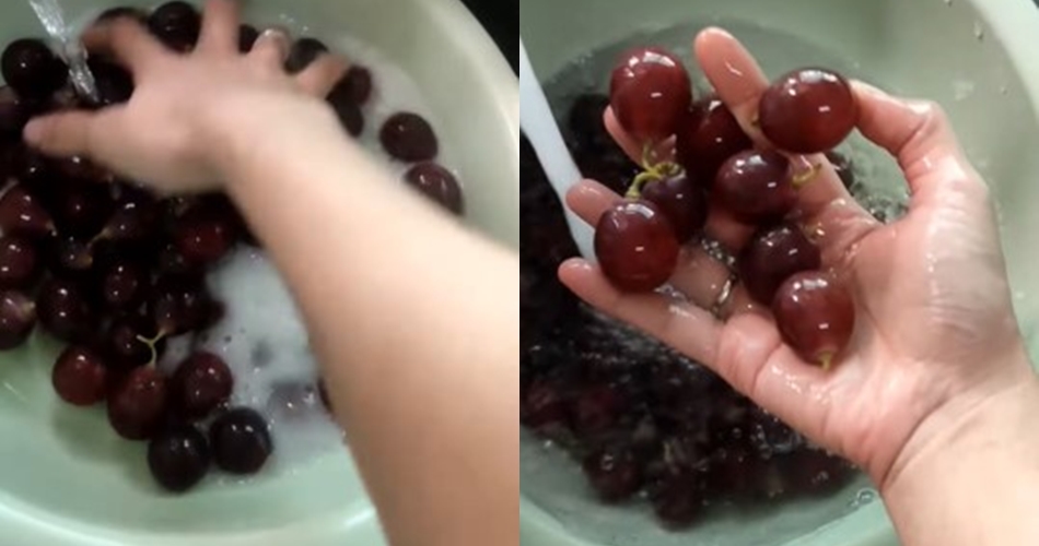 Bukan pakai garam atau baking soda, ini cara lunturkan lapisan lilin di anggur pakai 2 bahan dapur