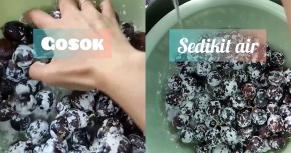 Bukan pakai garam atau baking soda, ini cara lunturkan lapisan lilin di anggur pakai 2 bahan dapur