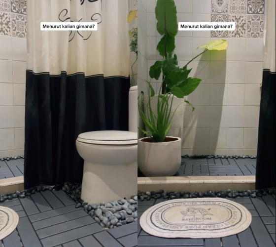 kamar mandi lantainya kuning usai di makeover © TikTok