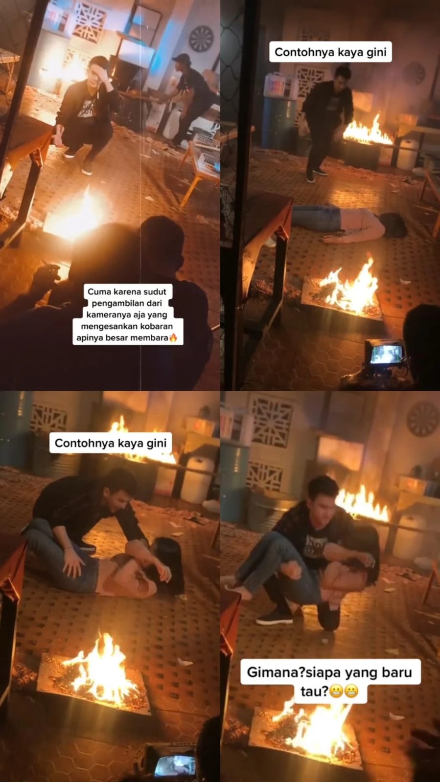 Bongkar proses syuting adegan kebakaran di sinetron © TikTok