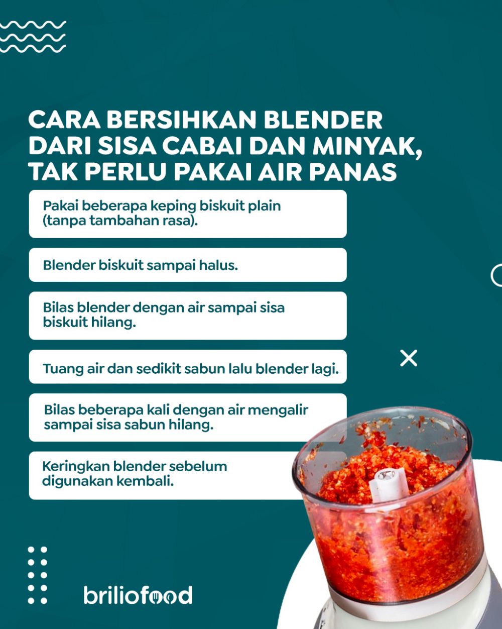 Tanpa air panas, begini cara bersihkan blender dari sisa cabai dan minyak membandel