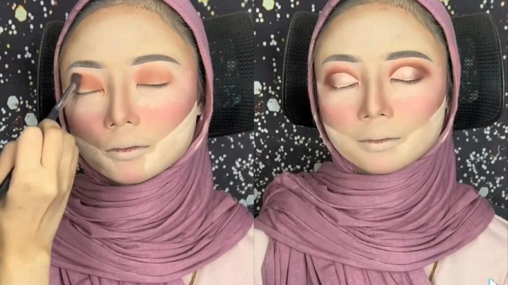 bekas jerawat usai di makeup ini bak barbie © TikTok