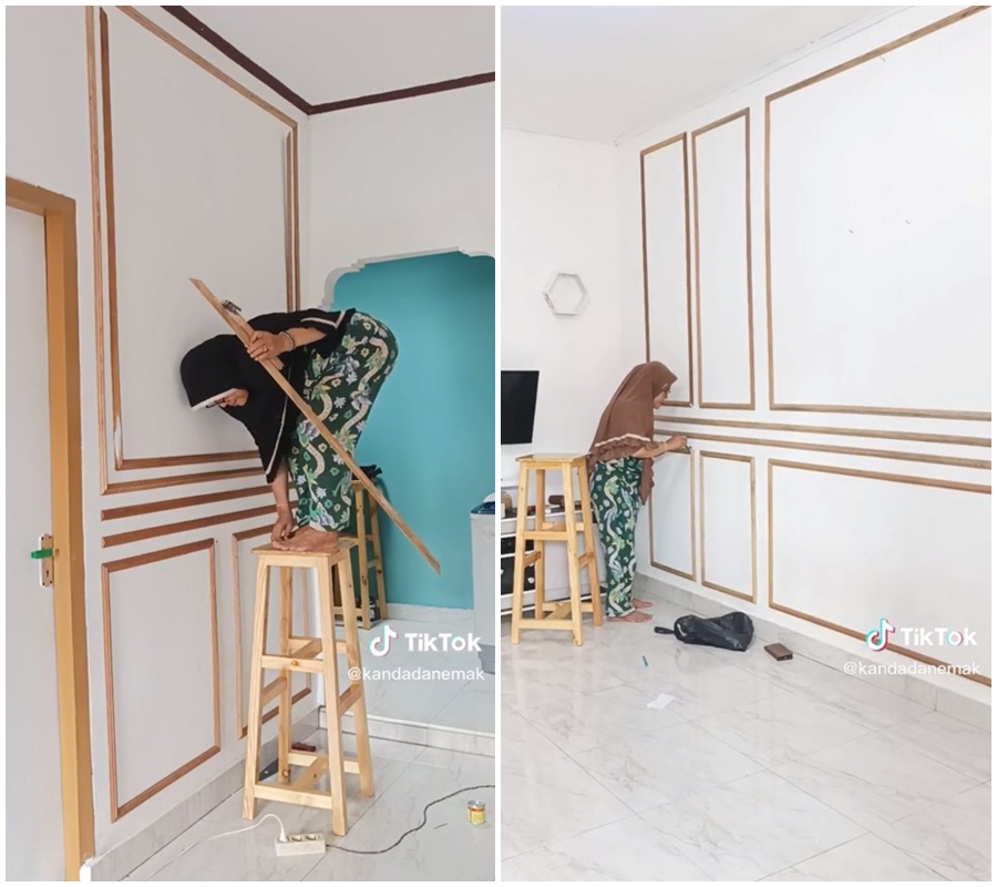 Emak-emak gabut makeover ruang keluarga © TikTok/@kandadanemak