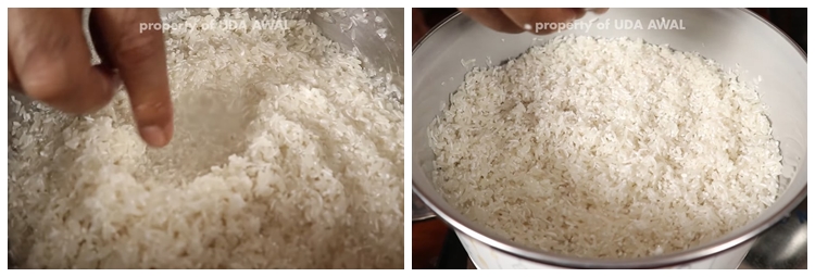 Tanpa disiram dan diaduk, cara menanak nasi ala rumah makan Padang ini cepat dan hemat gas