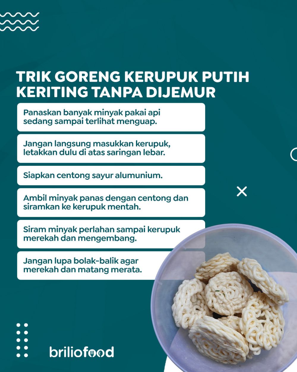 Trik menggoreng kerupuk putih keriting tanpa dijemur, renyah dan mengembang sempurna