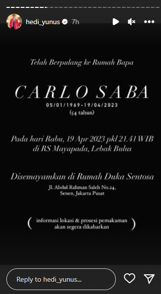 momen Hedi Yunus lepas kepergian Carlo Saba © 2023 brilio.net