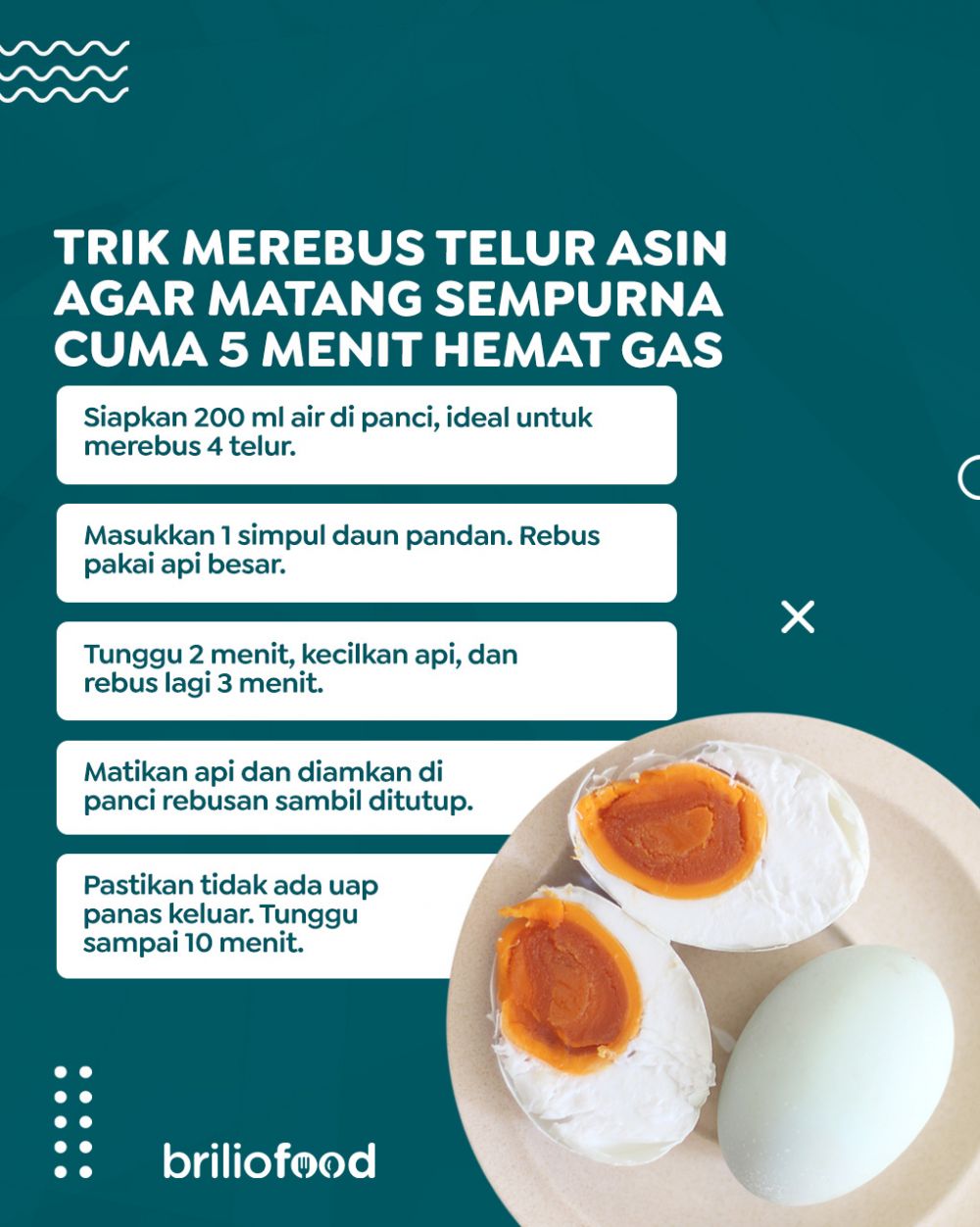 Trik merebus telur asin agar matang sempurna dan hemat gas, praktis hanya 5 menit