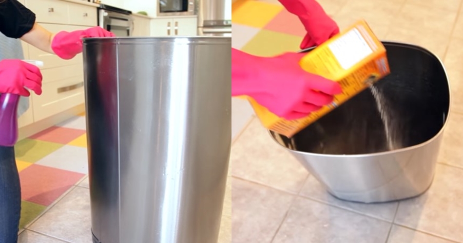 Trik mudah hilangkan noda dan bau tak sedap di tempat sampah dapur, cuma pakai 2 bahan
