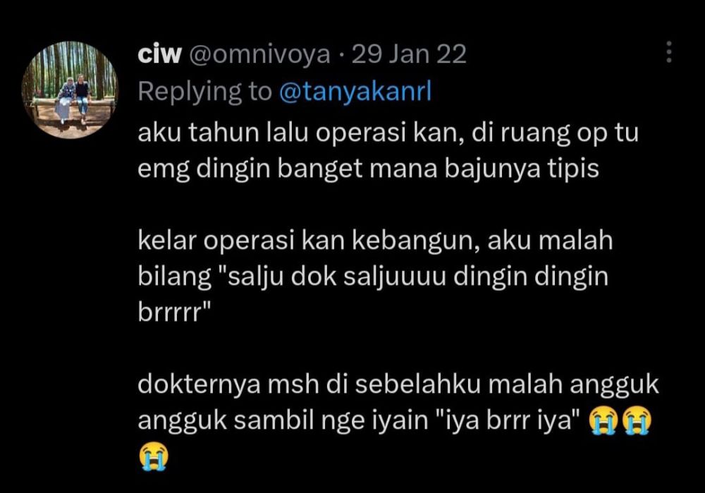 status kocak pengalaman dibius dokter © Twitter