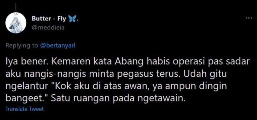 status kocak pengalaman dibius dokter © Twitter