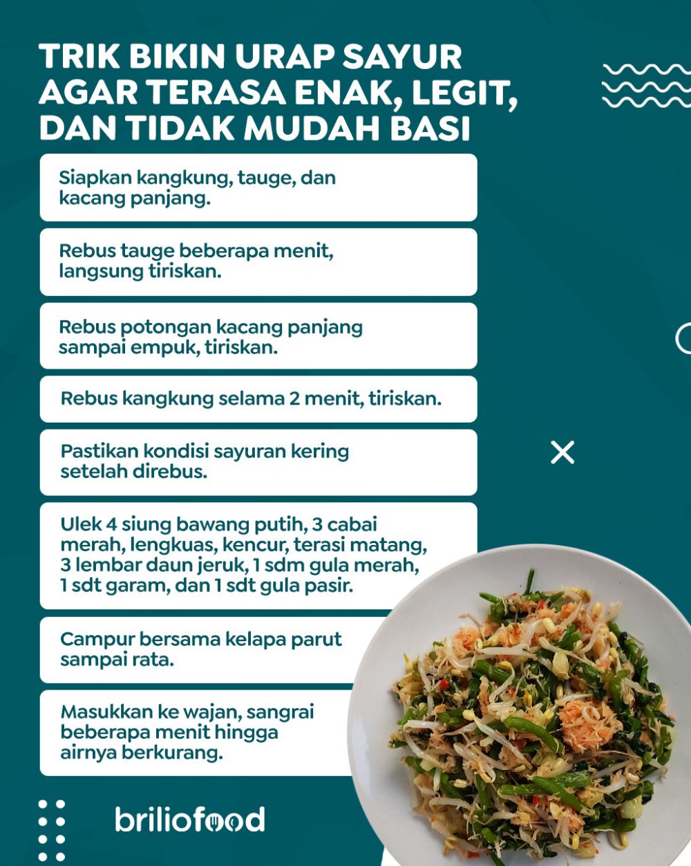 Trik bikin urap sayur agar terasa enak, legit, dan tidak mudah basi