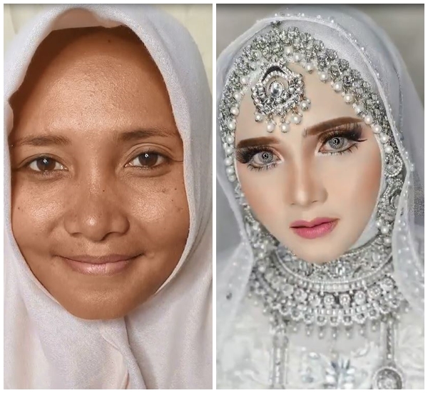 7 Potret before dan after wanita dirias MUA jadi pengantin India, perubahannya bak artis Bollywood