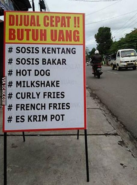 Tulisan lucu di spanduk uang Berbagai sumber Tulisan lucu di spanduk uang Berbagai sumber