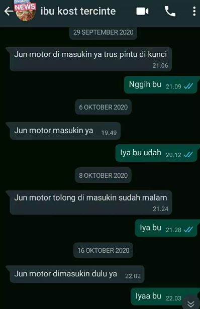 Chat lucu peringatan dari ibu kos Berbagai sumber Chat lucu peringatan dari ibu kos Berbagai sumber