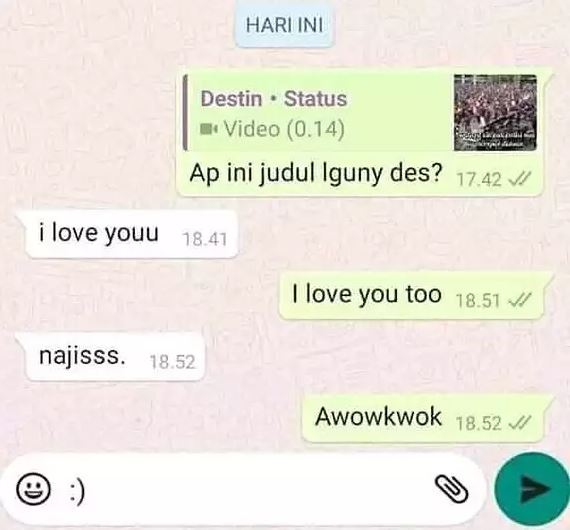 Chat lucu gagal baper Berbagai sumber