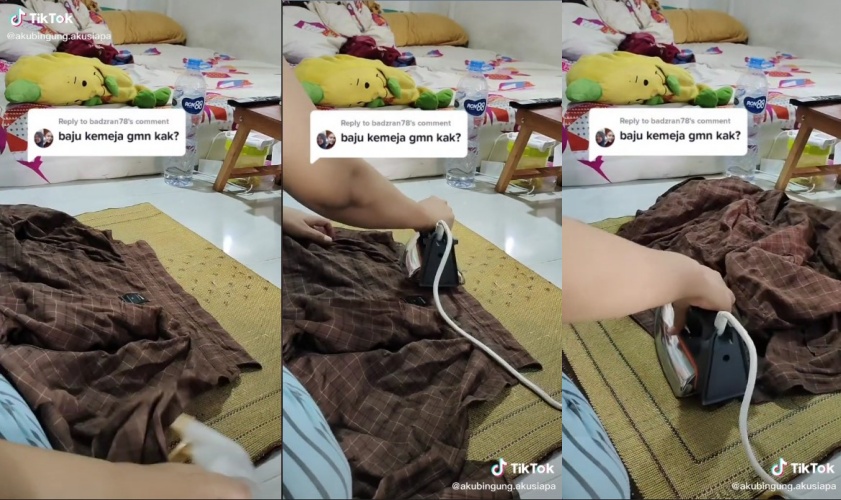 trik mudah menyetrika kemeja © TikTok trik mudah menyetrika kemeja © TikTok