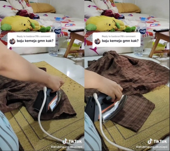 trik mudah menyetrika kemeja © TikTok trik mudah menyetrika kemeja © TikTok