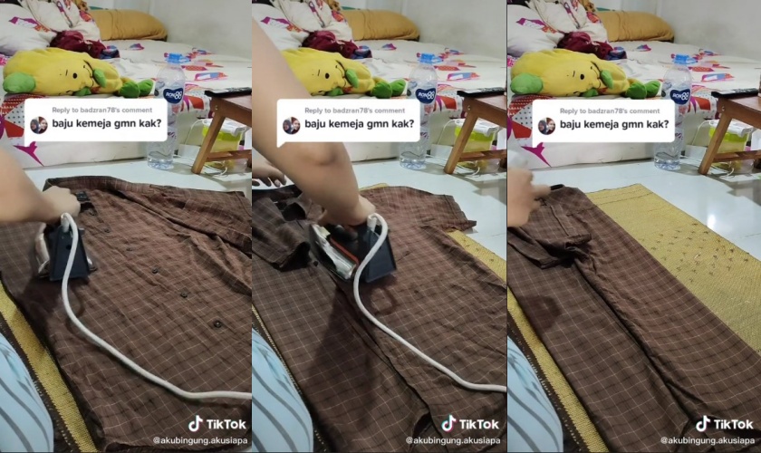 trik mudah menyetrika kemeja © TikTok trik mudah menyetrika kemeja © TikTok