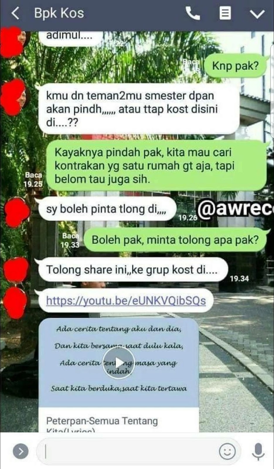 11 chat lucu dengan pemilik kos © berbagai sumber