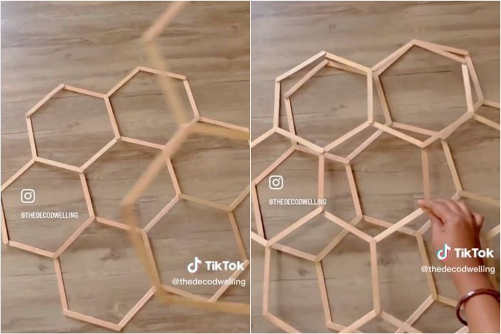 bikin hiasan dinding pakai stik eskrim © TikTok bikin hiasan dinding pakai stik eskrim © TikTok