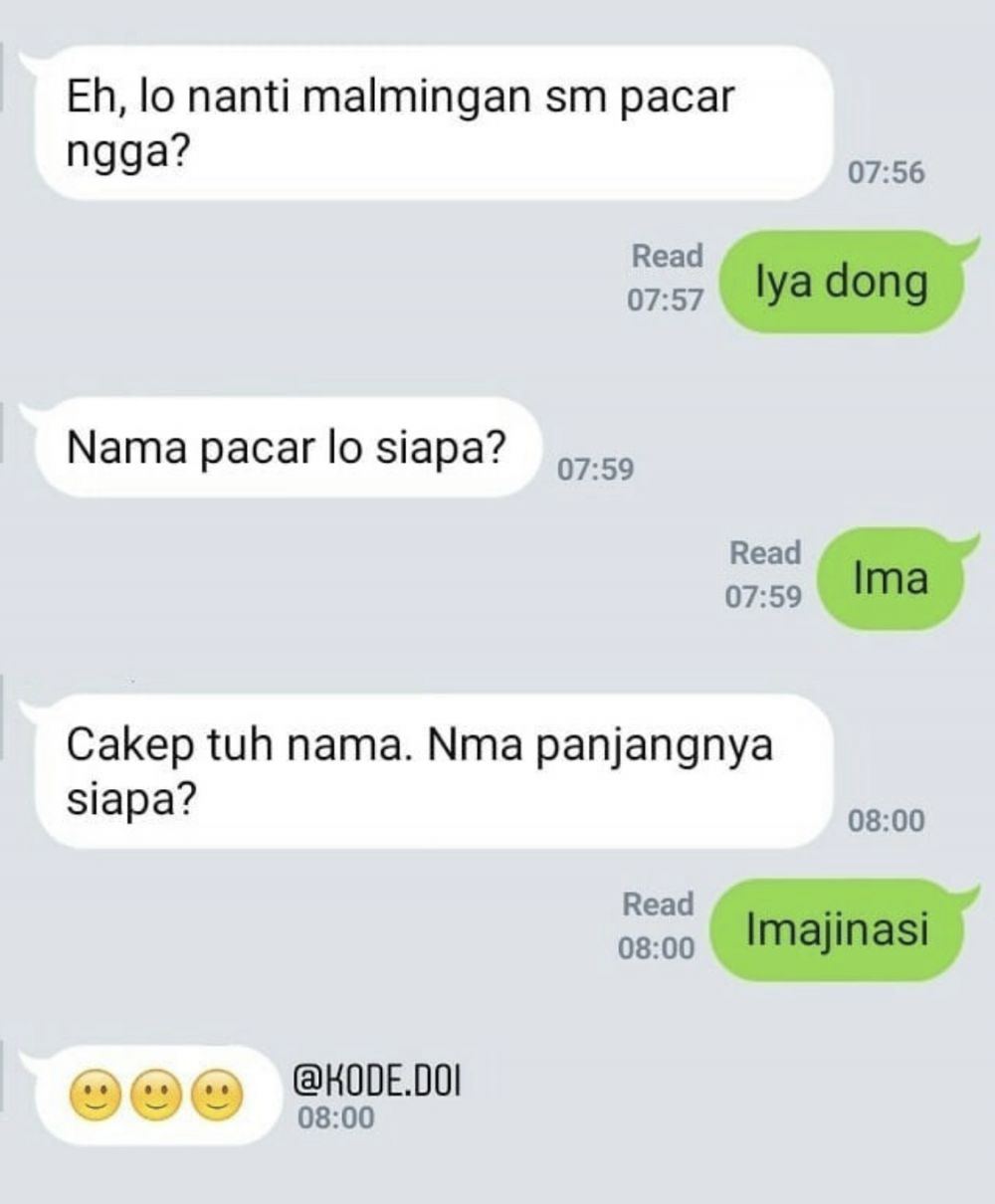 11 Chat lucu tentang imajinasi jomblo © berbagai sumber