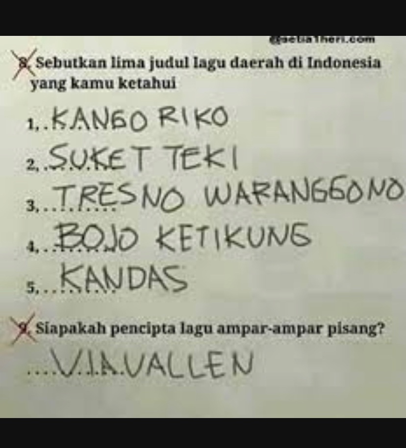Potret kocak jawaban ngawur Berbagai sumber Potret kocak jawaban ngawur Berbagai sumber