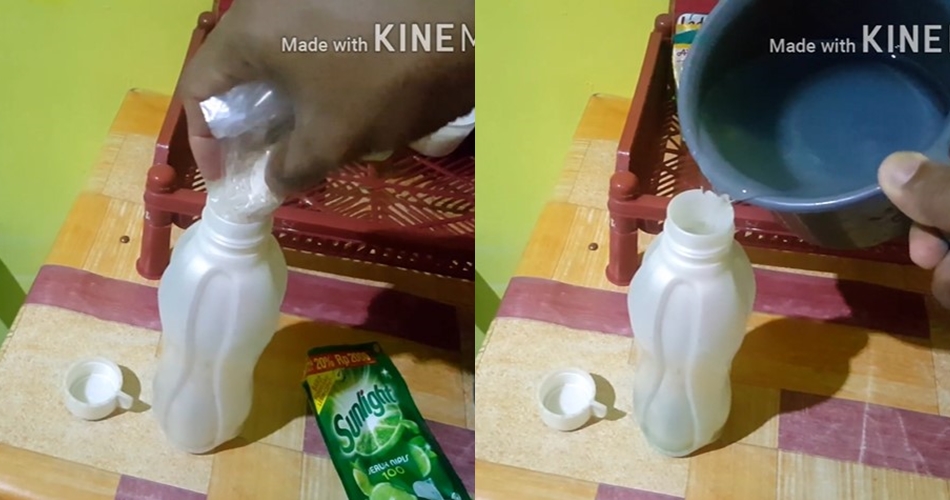 Bukan pakai sitrun, ini cara cuci bagian dalam botol minum agar noda lumut luntur pakai 2 bahan