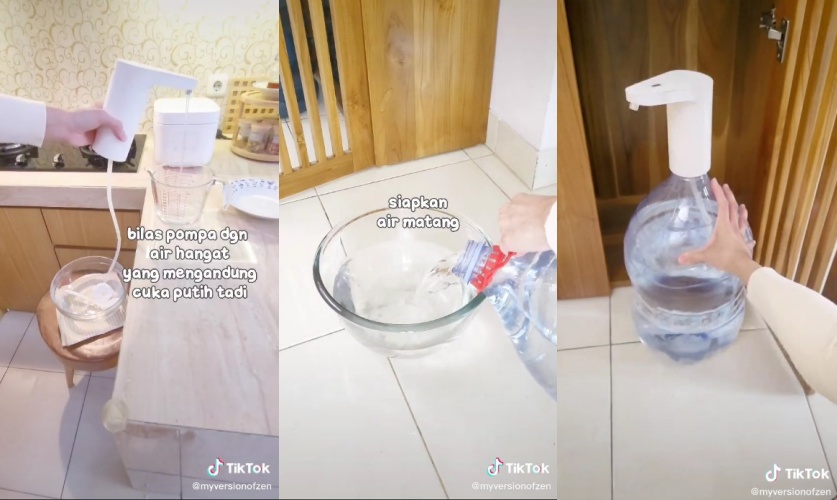 cara ampuh bersihkan pompa air minum © TikTok