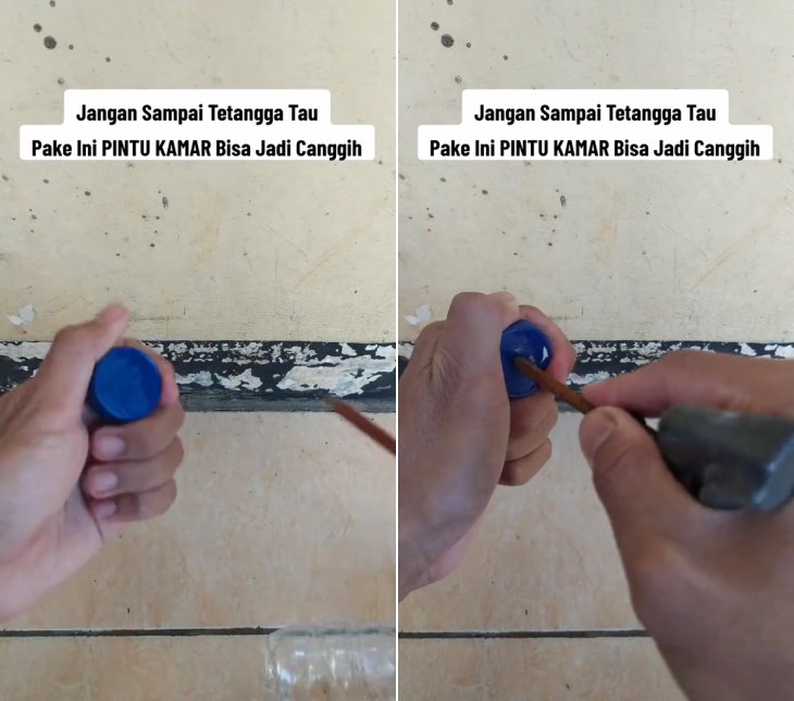 bikin pintu otomatis dari botol bekas © TikTok