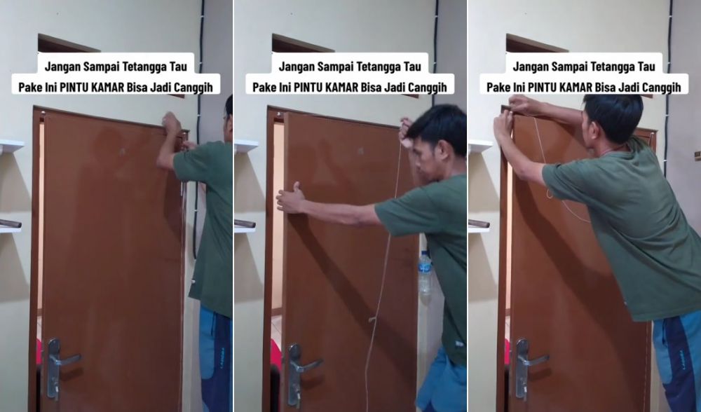 bikin pintu otomatis dari botol bekas © TikTok