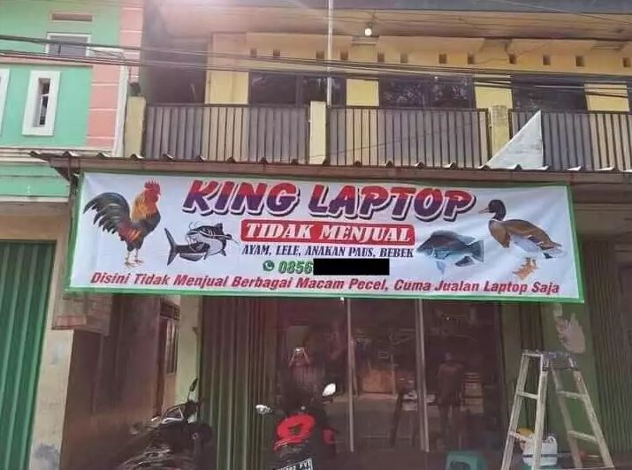 potret kocak spanduk pecel lele Berbagai sumber