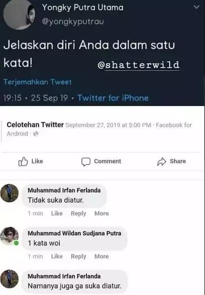 Potret kocak status Facebook Berbagai sumber