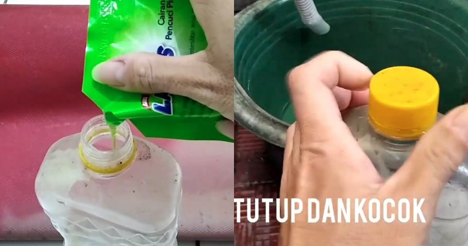 Bukan pakai beras, ini cara bersihkan bagian dalam botol minyak bekas pakai 2 bahan