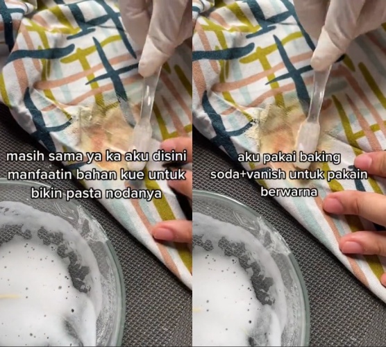 noda kunyit pada pakaian © TikTok