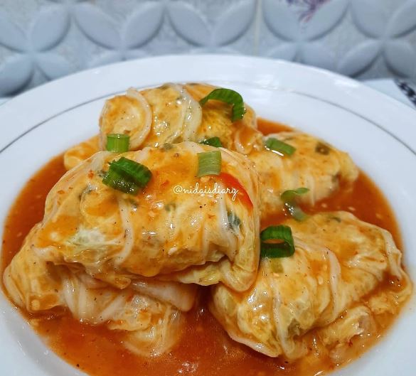 11 Resep sawi putih gulung isi ayam, lezat, gurih, dan mudah dibuat