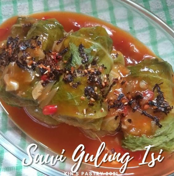 11 Resep sawi putih gulung isi ayam, lezat, gurih, dan mudah dibuat