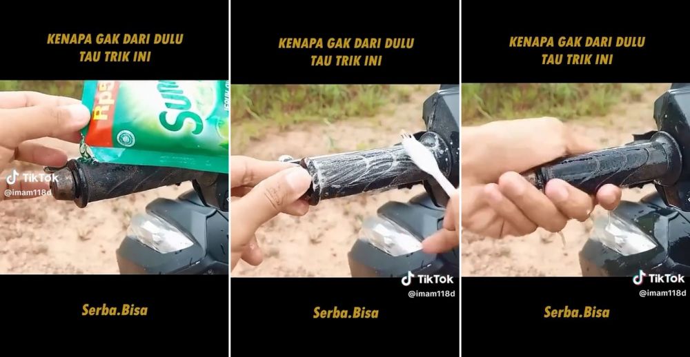 cara bersihkan handgrip © TikTok