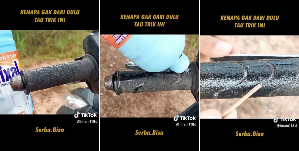 cara bersihkan handgrip © TikTok
